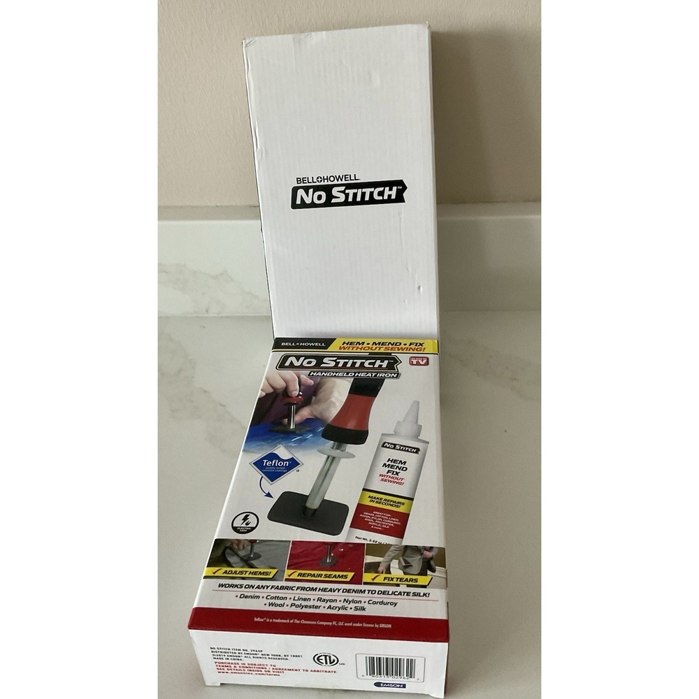NIB BELL AND HOWELL NO STITCH HANDHELD HEAT IRON INCLUDES REPAIR HEM FIX